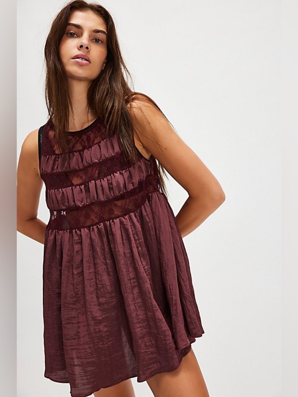 Free People Intimately Current Obsession Mini Slip Tunic Lace Dress XLarge NWT